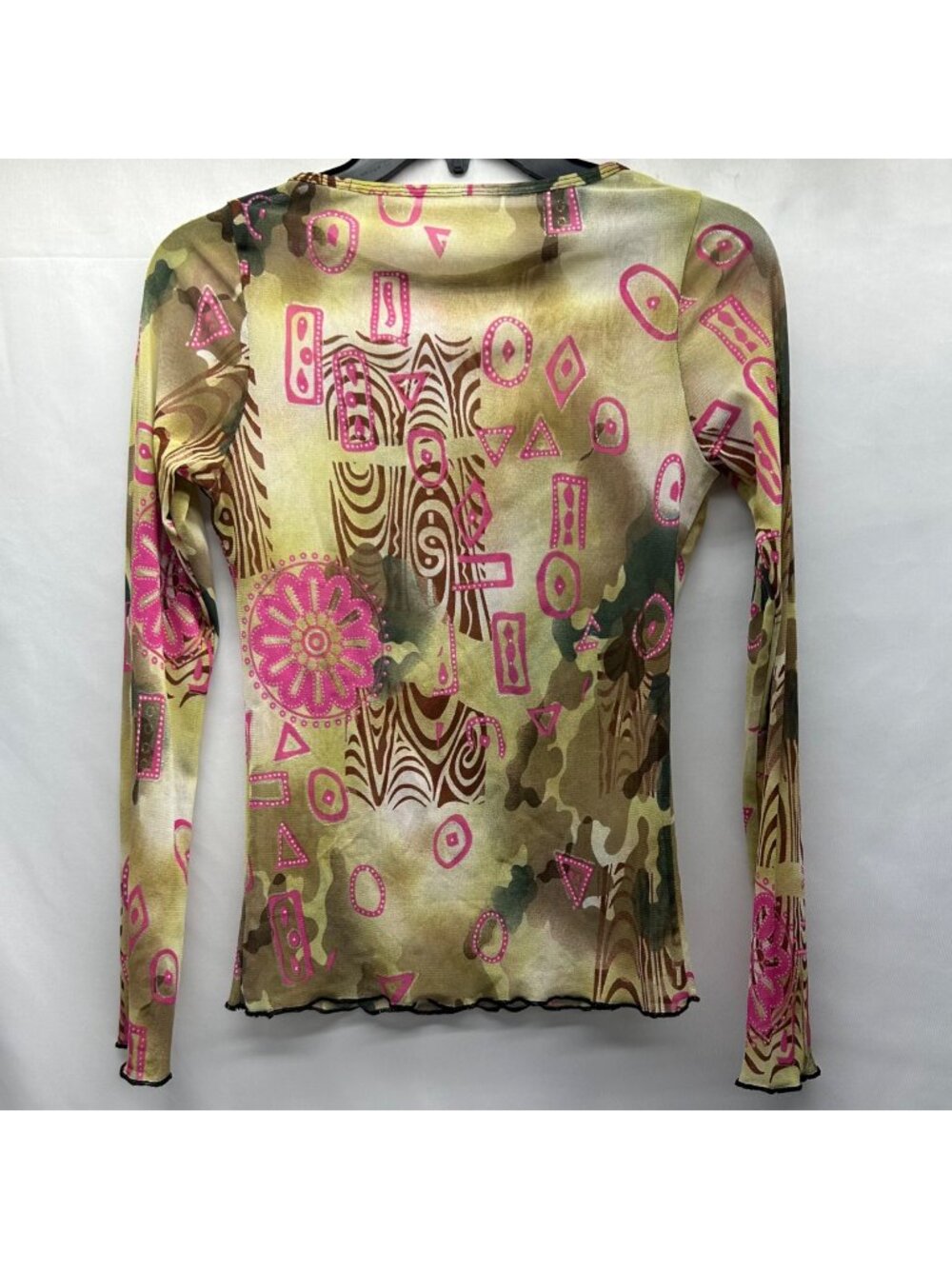 Hissy Fit Grunge Sheer Mesh Top Women's S Lettuce Hem